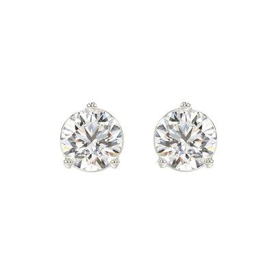 Solitaire Earrings in White Gold (Round Cut)