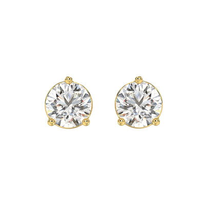 Solitaire Earrings in Yellow Gold (Round Cut)