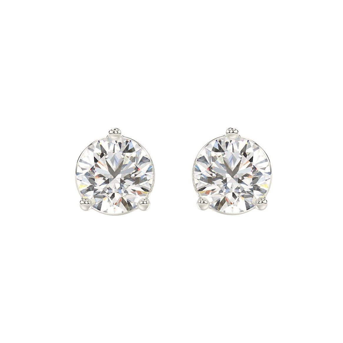 Solitaire Earrings in White Gold (Round Cut) | Diavlia