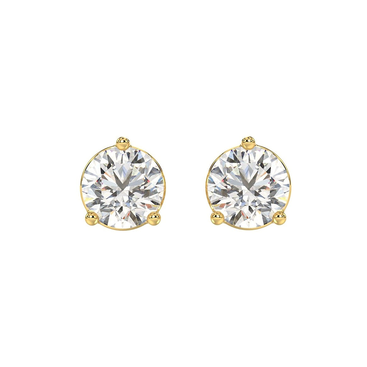 Solitaire Earrings in Yellow Gold (Round Cut) | Diavlia