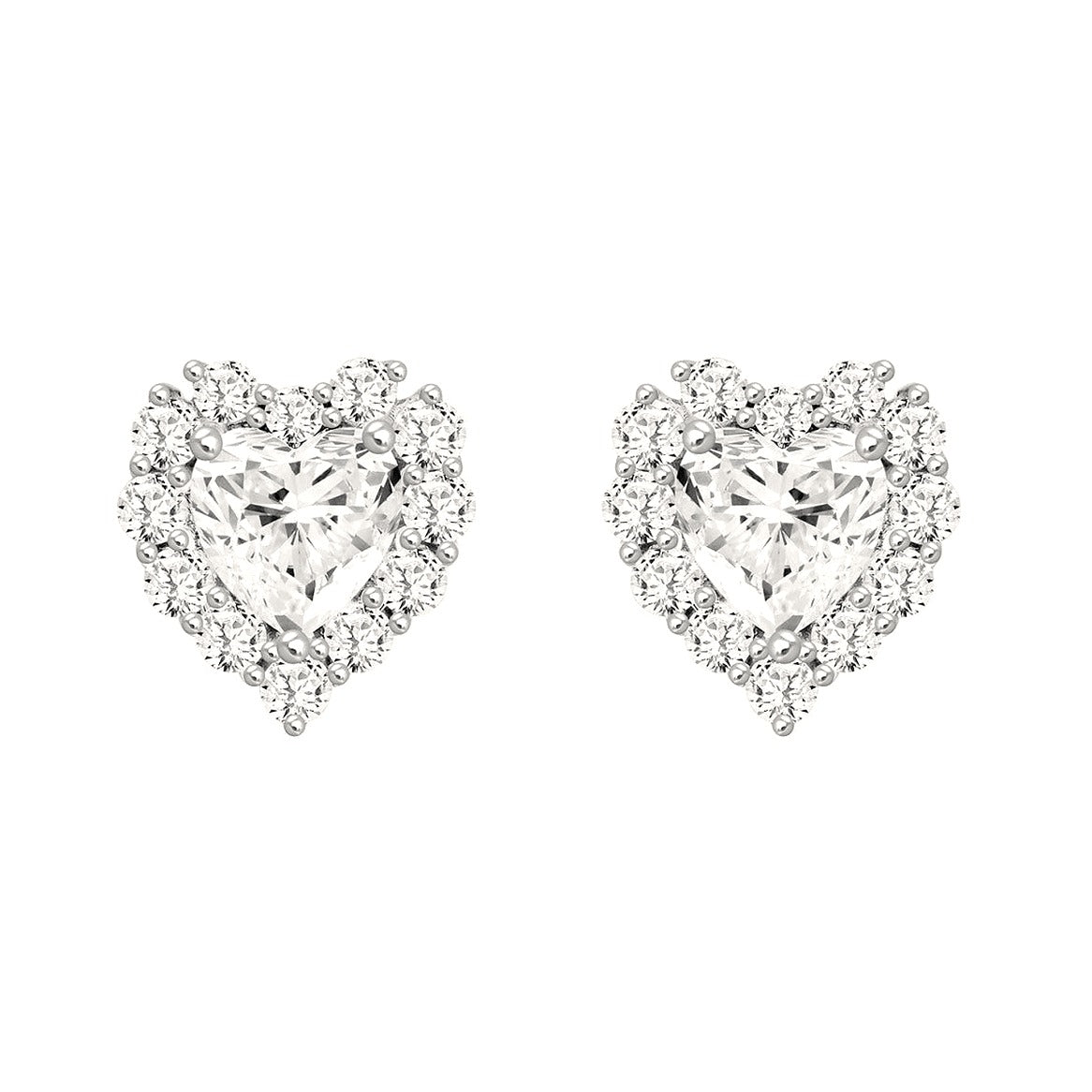 Heart Earrings in White Gold | Diavlia