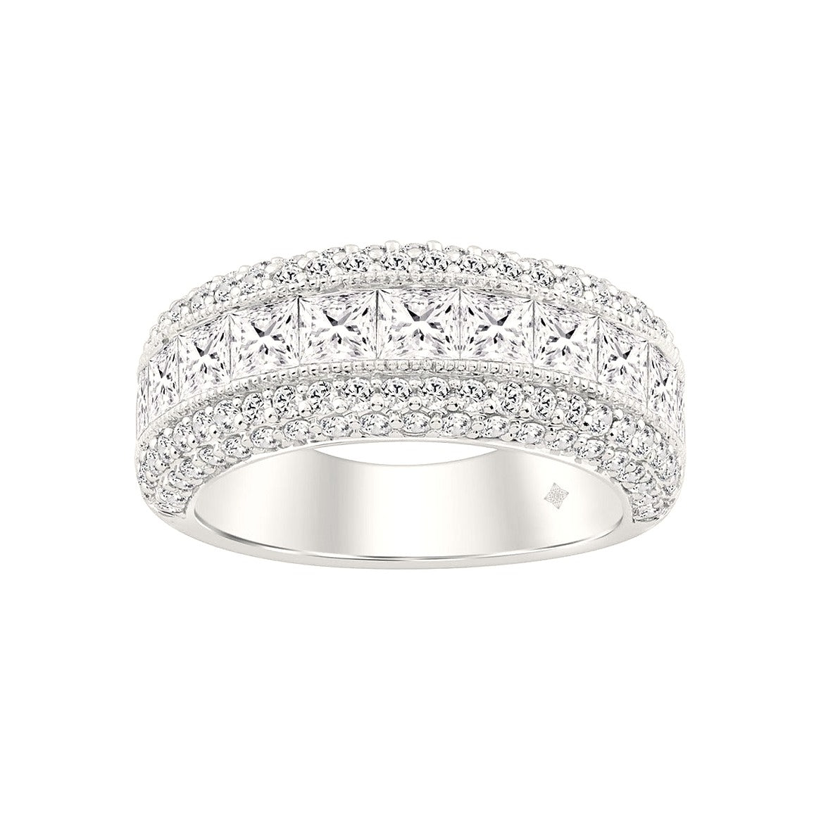 Princess Ring in White Gold Style B (Round Cut) | Diavlia