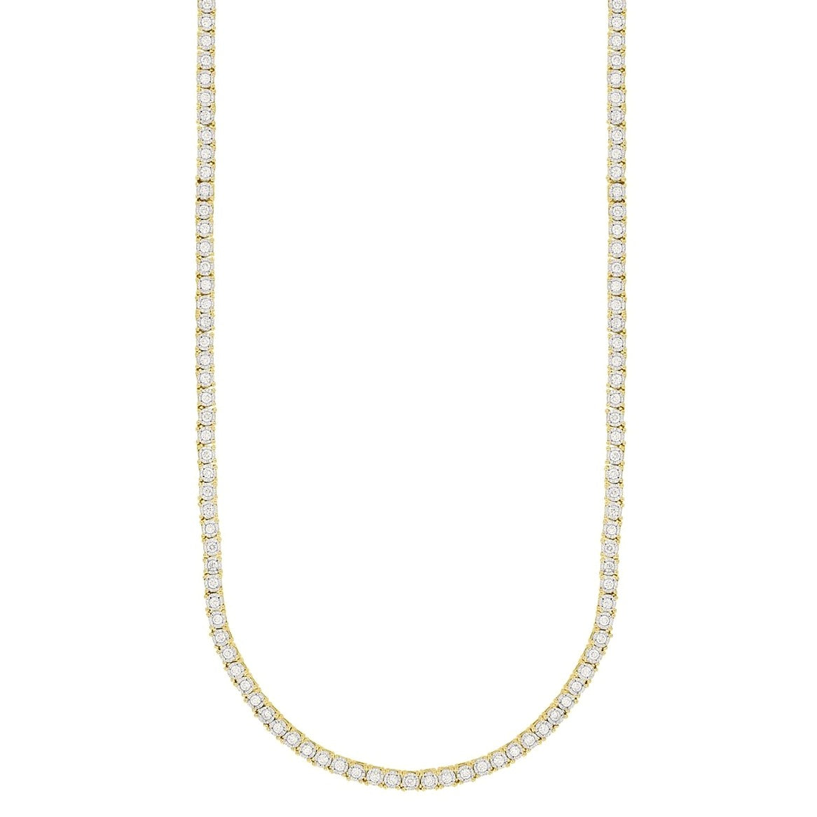 Diamond Necklace in Yellow Gold (Round Cut) | Diavlia