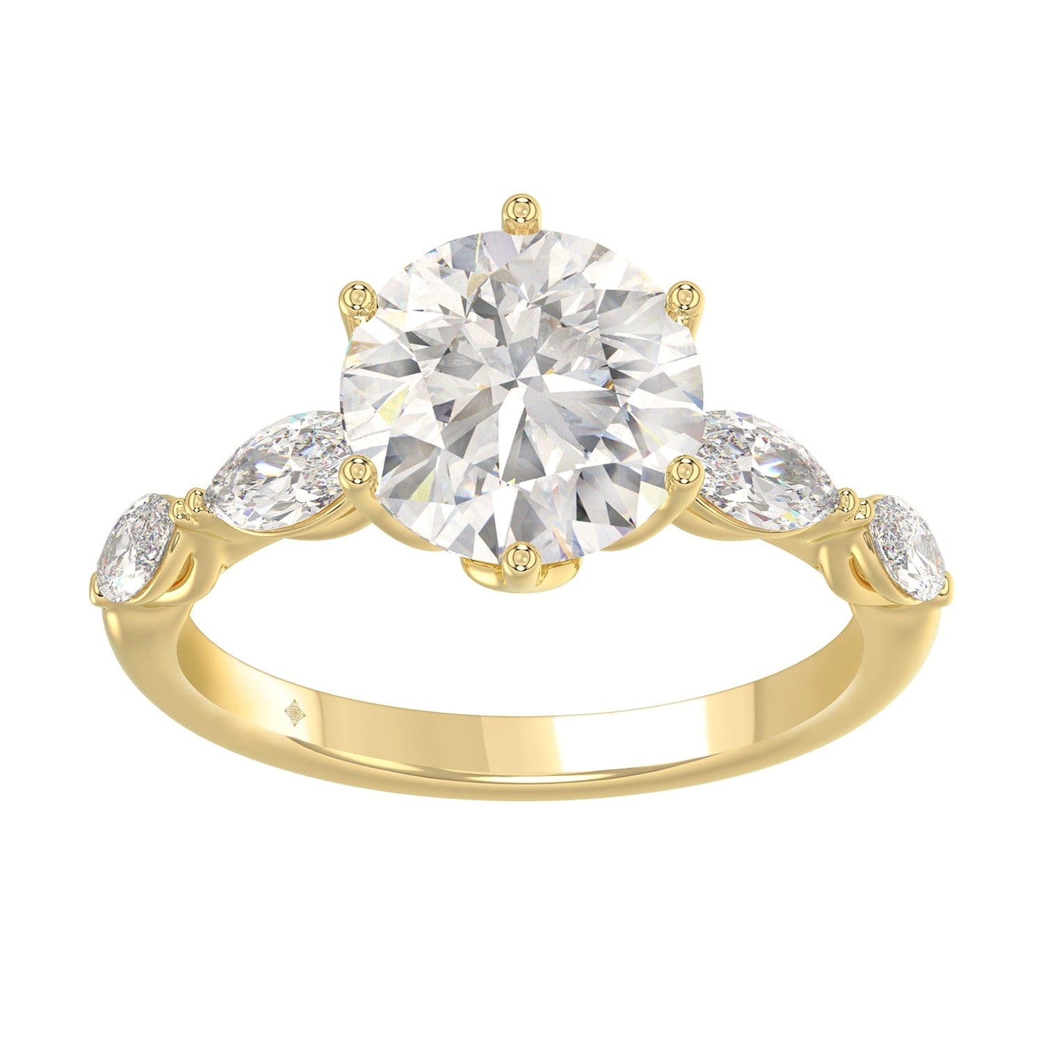 Marquise Ring in Yellow Gold (Round Cut) | Diavlia