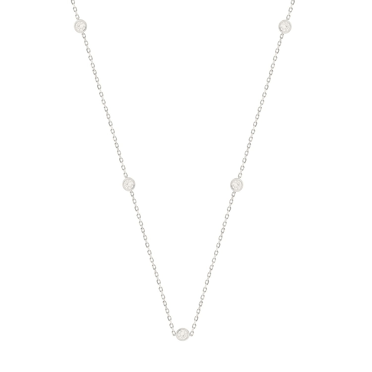Diamond Necklace in White Gold Style B (Round Cut) | Diavlia