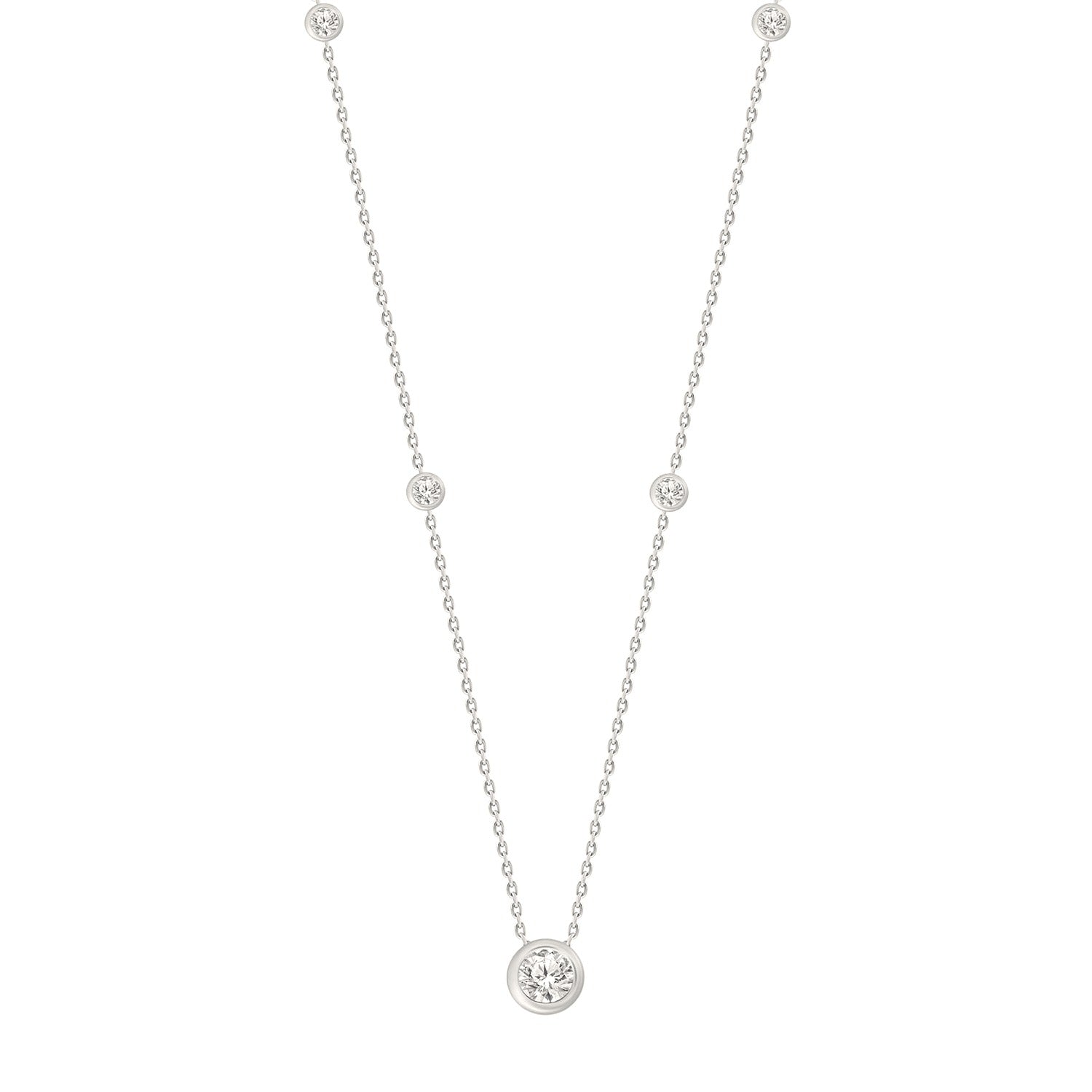 Diamond Necklace in White Gold (Round Cut) | Diavlia