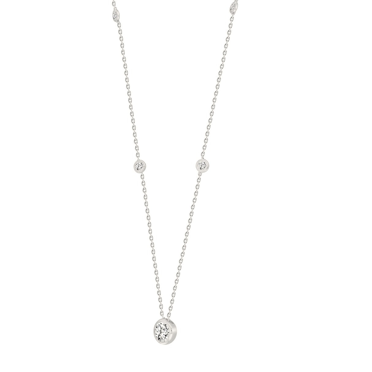 Ladies Necklace 1 5/8Ct Round Lab-Grown Diamond 14K White Gold - View 2 | Diavlia