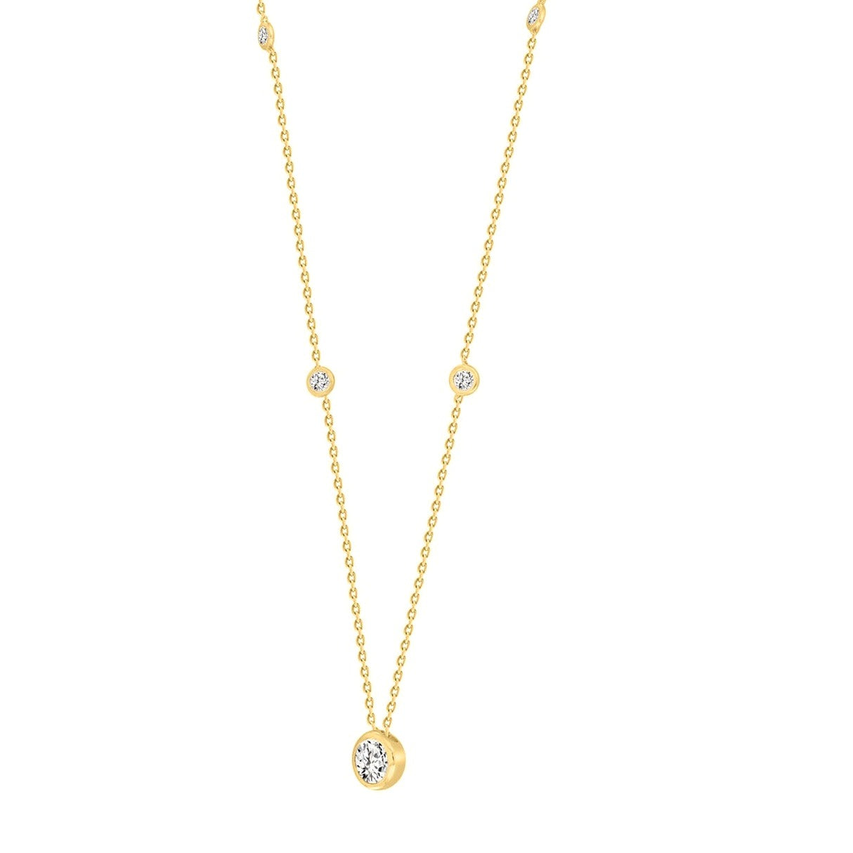 Ladies Necklace 1 5/8Ct Round Lab-Grown Diamond 14K Yellow Gold - View 2 | Diavlia