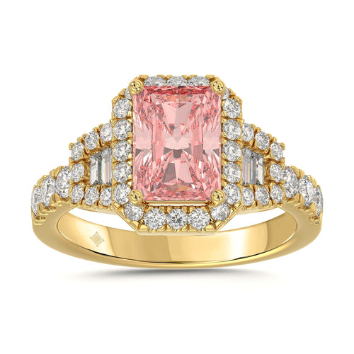 Baguette Blush Ring in Yellow Gold | Diavlia