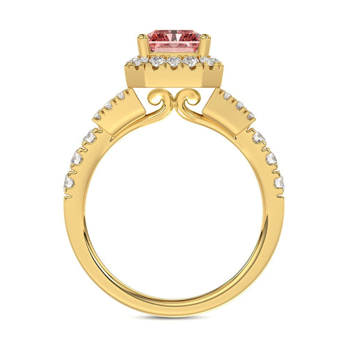 Eternal Blush 2 3/4Ct Round/Baguette Lab-Grown Diamond 14K Yellow Gold - View 2 | Diavlia