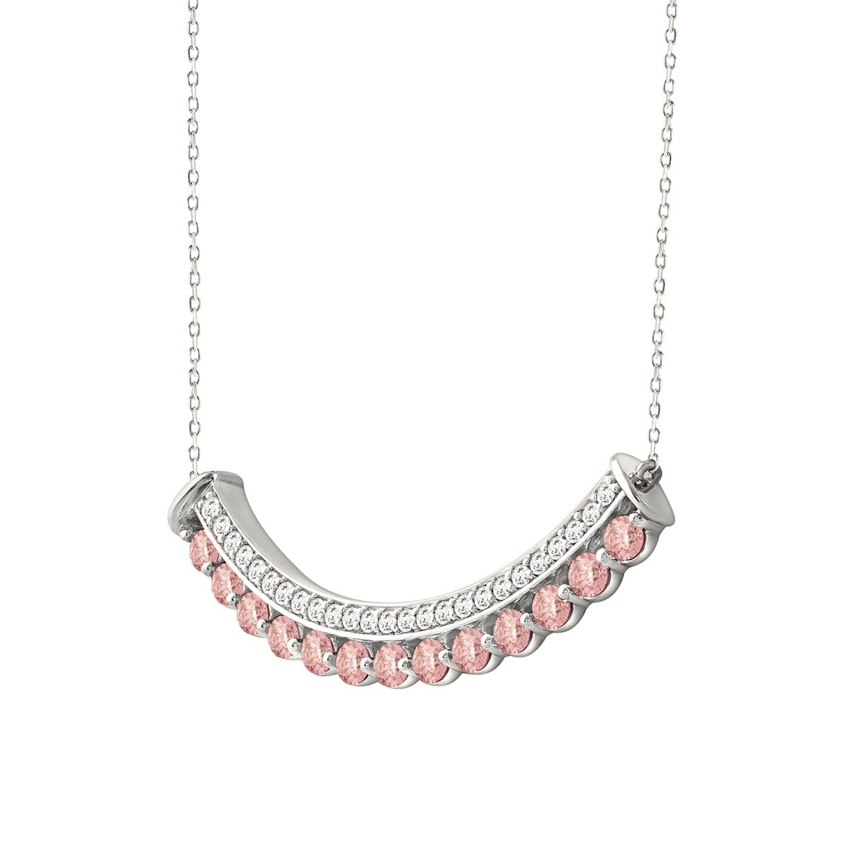 Eternal Blush 2Ct Round Lab-Grown Diamond 14K White Gold with Chain (Round Pink) - View 3 | Diavlia