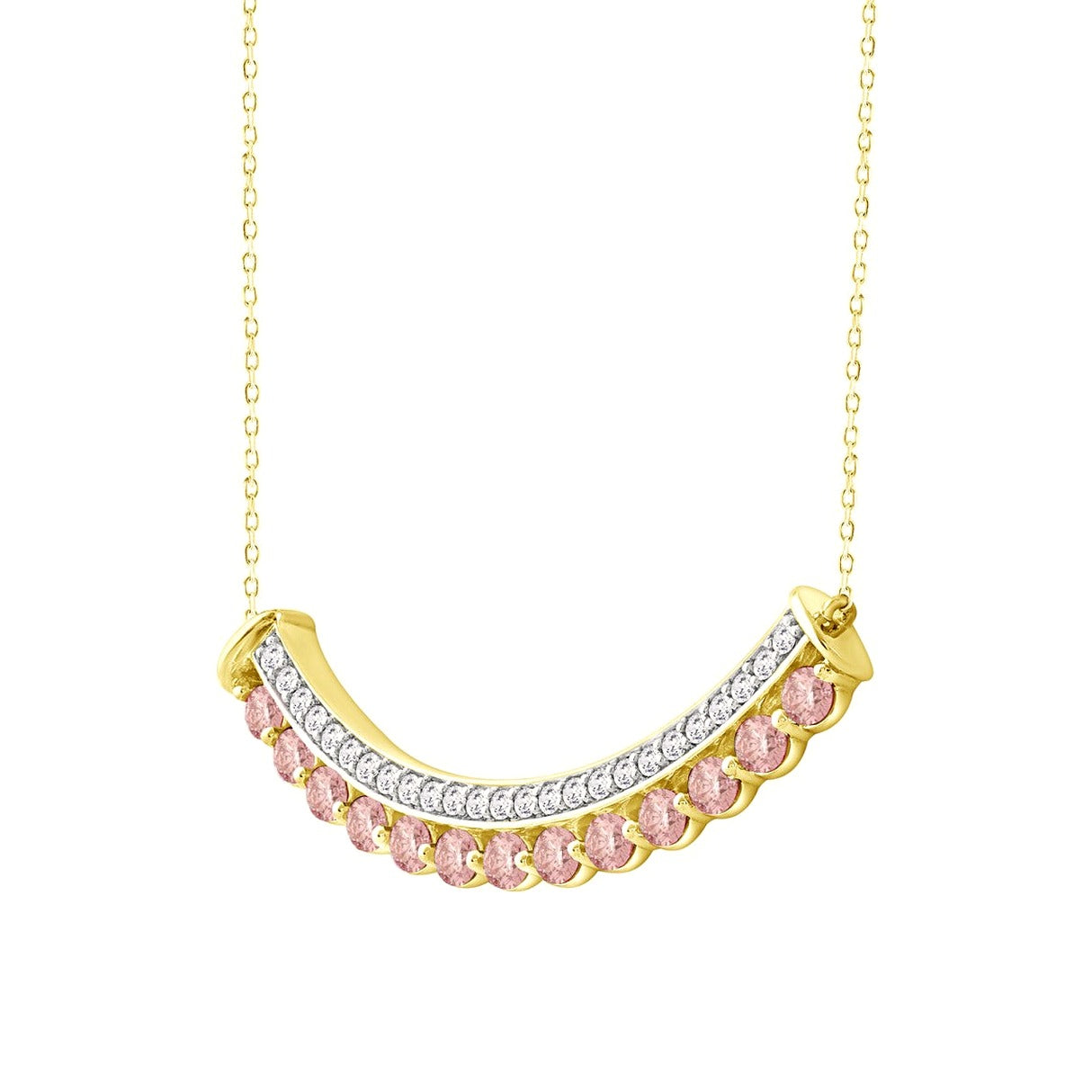 Eternal Blush 2Ct Round Lab-Grown Diamond 14K Yellow Gold with Chain (Round... - View 3 | Diavlia