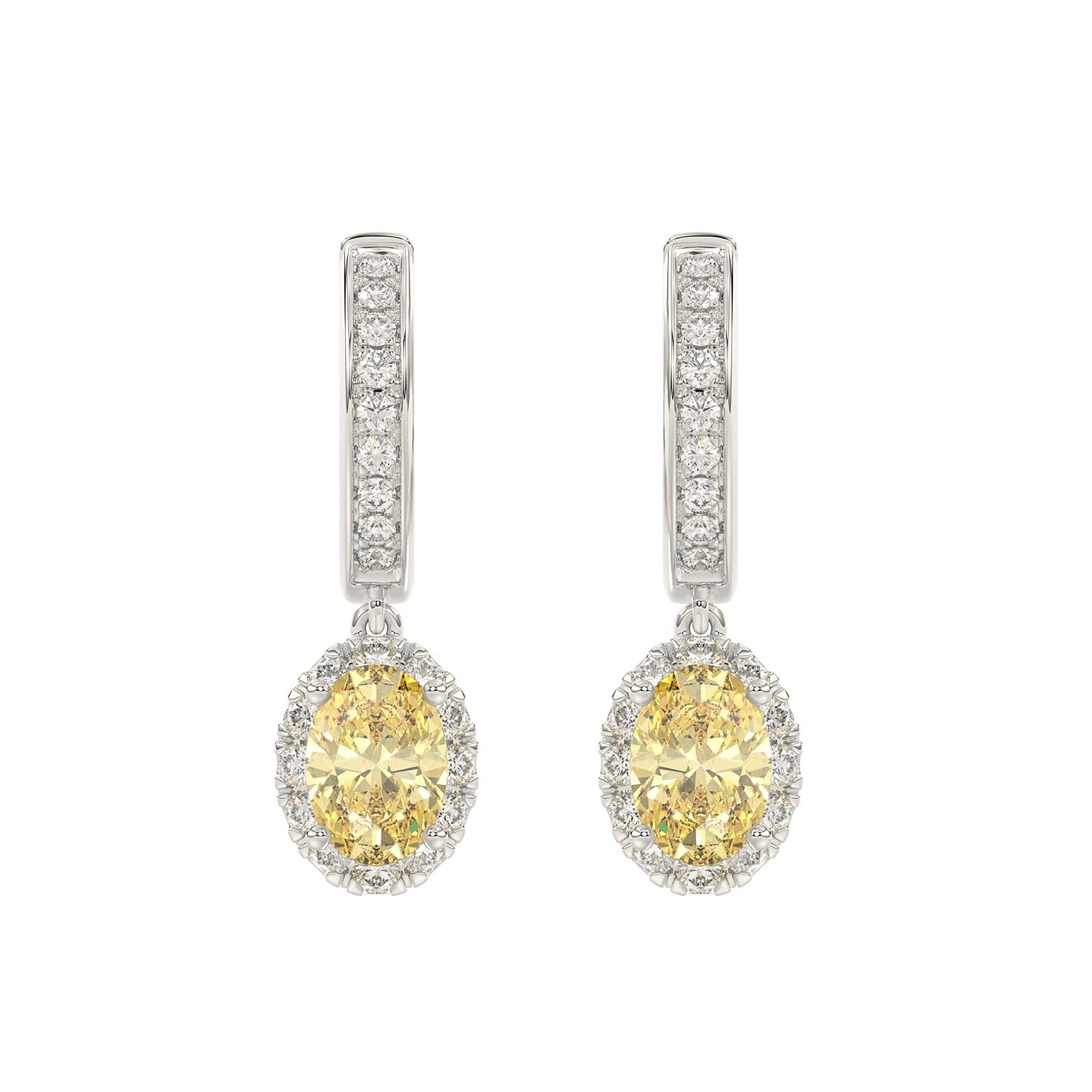 Yellow Oval Earrings in White Gold (Oval Cut) | Diavlia