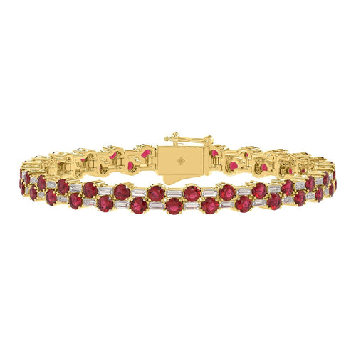 Baguette Bracelet & Ruby in Yellow Gold | Diavlia