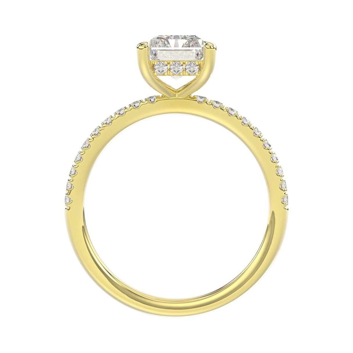 14K Yellow Gold 2 1/4Ct Round/Radiant Lab-Grown Diamond Ladies Ring - View 2 | Diavlia