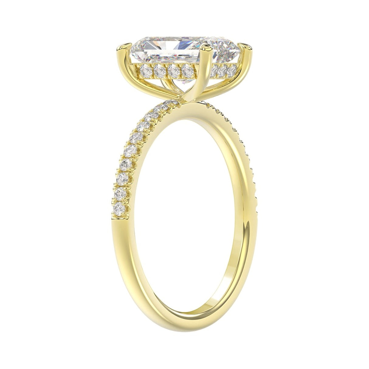 14K Yellow Gold 2 1/4Ct Round/Radiant Lab-Grown Diamond Ladies Ring - View 3 | Diavlia