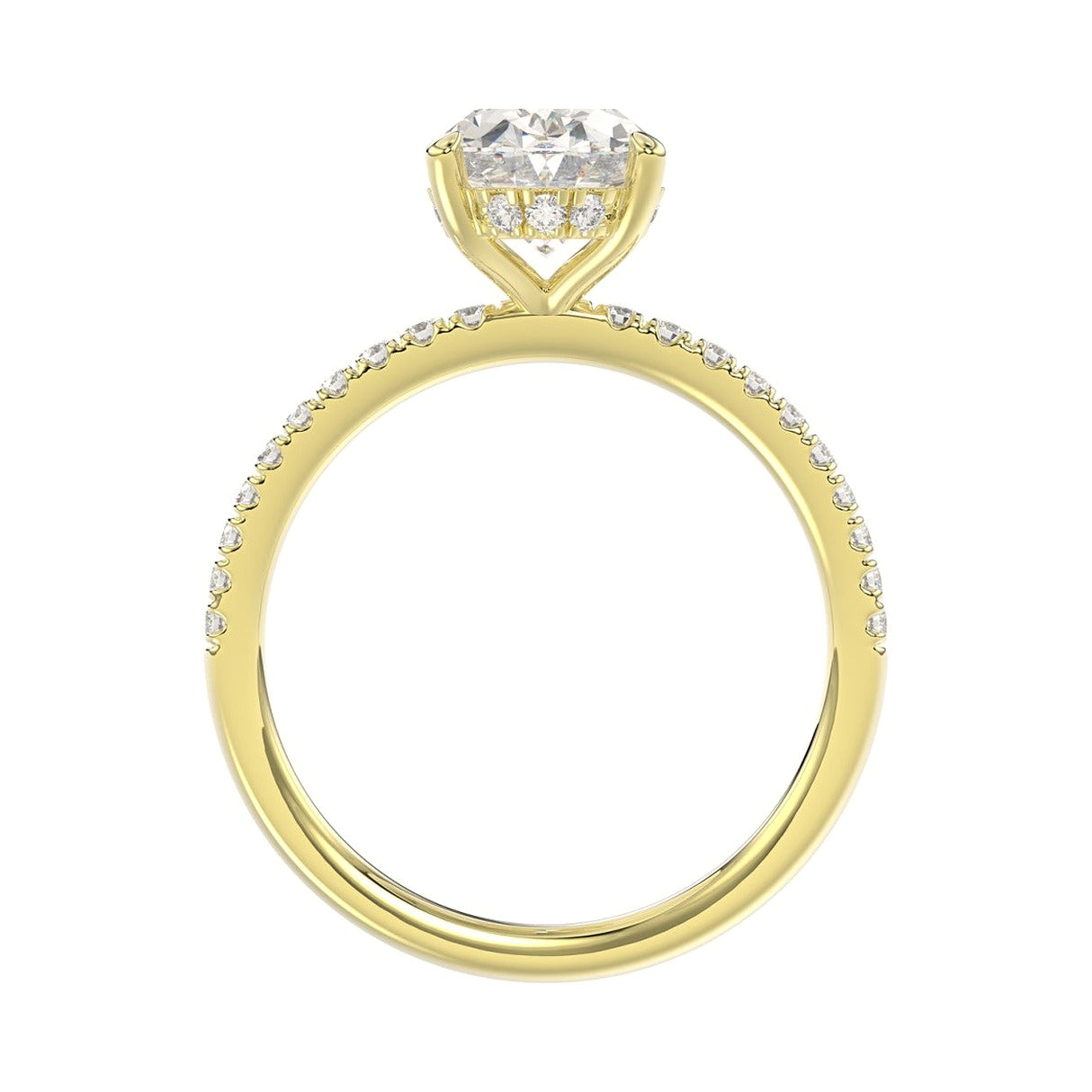 14K Yellow Gold 2 1/5Ct Round/Oval Lab-Grown Diamond Ladies Ring - View 2 | Diavlia