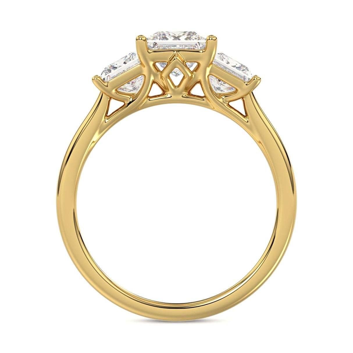 14K Yellow Gold 2 1/6Ct Princess Lab-Grown Diamond Ladies Ring - View 2 | Diavlia