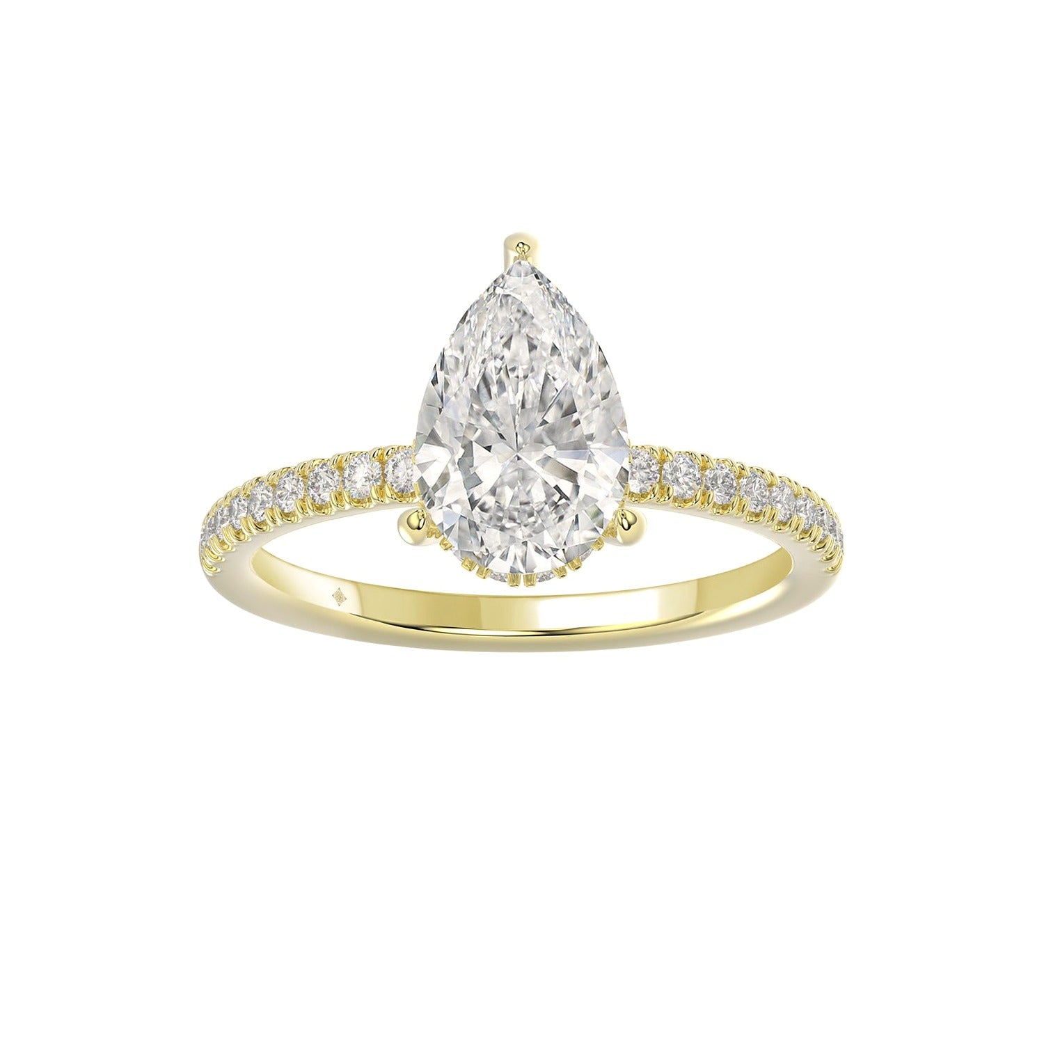 Pear Ring in Yellow Gold (Round Cut) | Diavlia