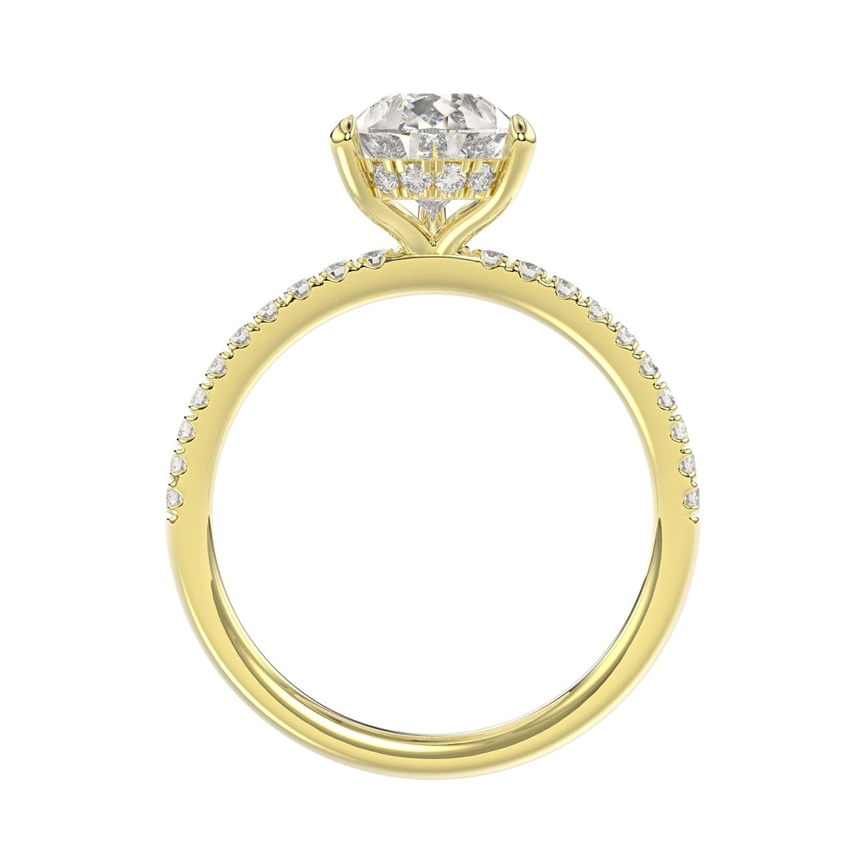 14K Yellow Gold 2 3/4Ct Round/Pear Lab-Grown Diamond Ladies Ring - View 2 | Diavlia
