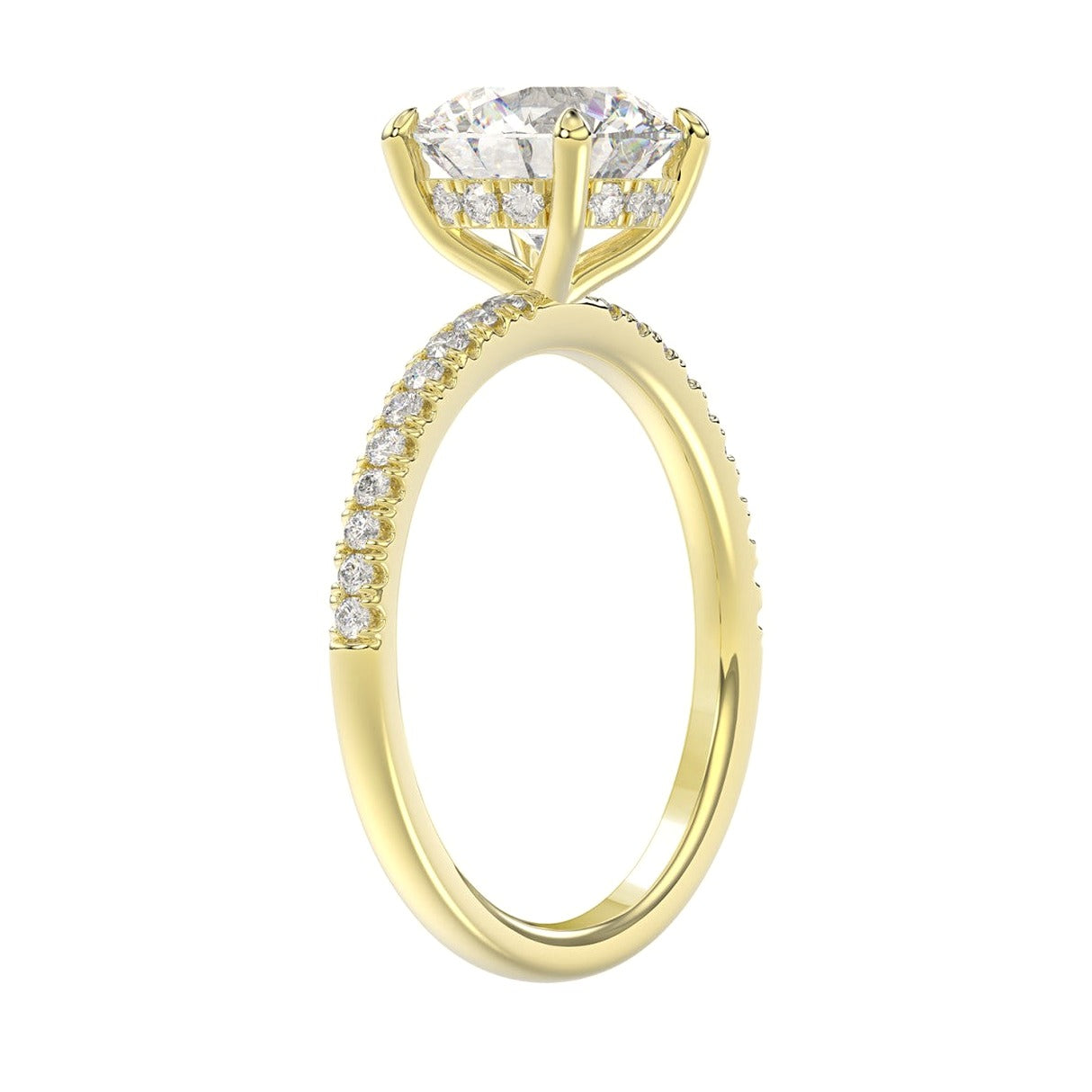 14K Yellow Gold 2 1/4Ct Round Lab-Grown Diamond Ladies Ring - View 3 | Diavlia