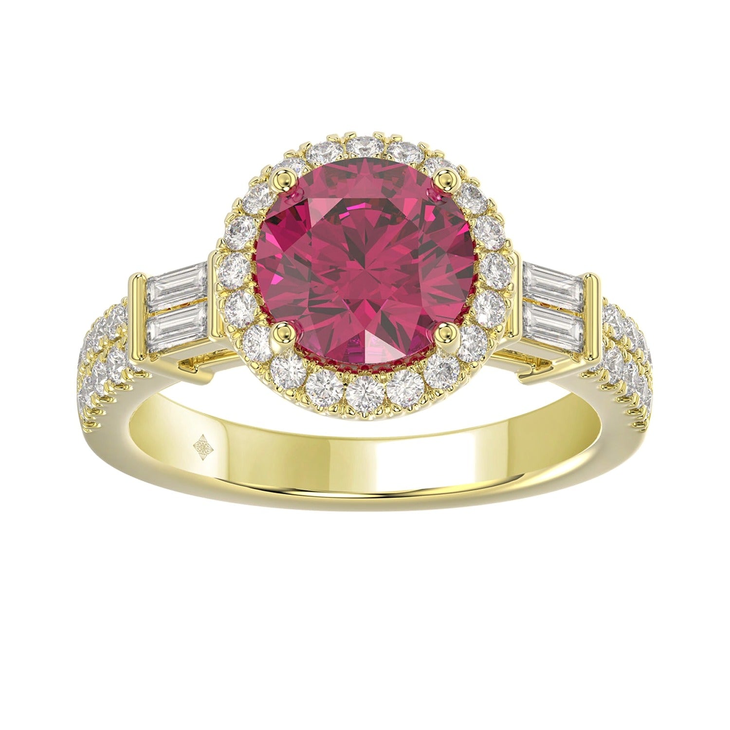 Baguette Ring in Yellow Gold (Round Cut) | Diavlia