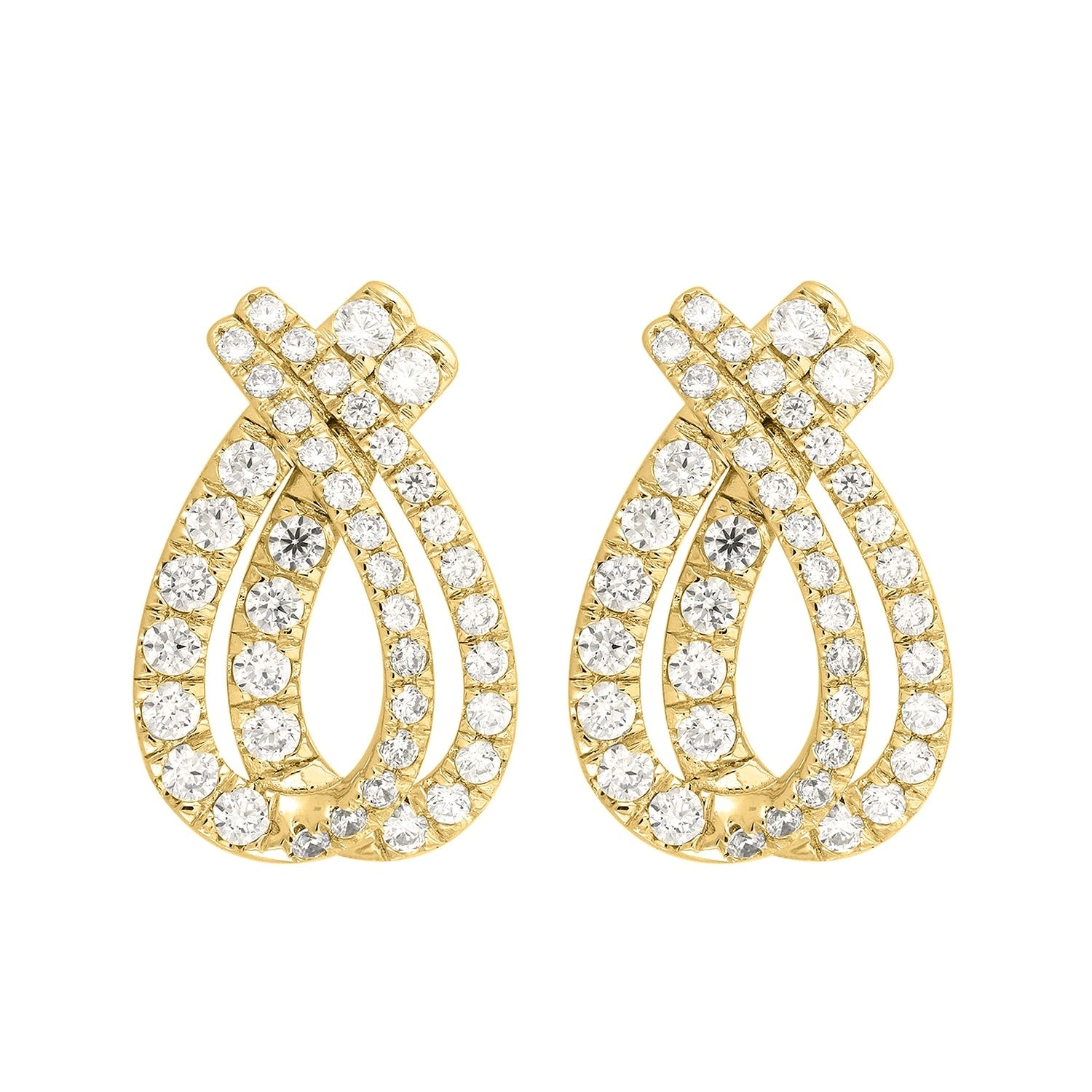 Diamond Earrings in Yellow Gold Style B (Round Cut) | Diavlia