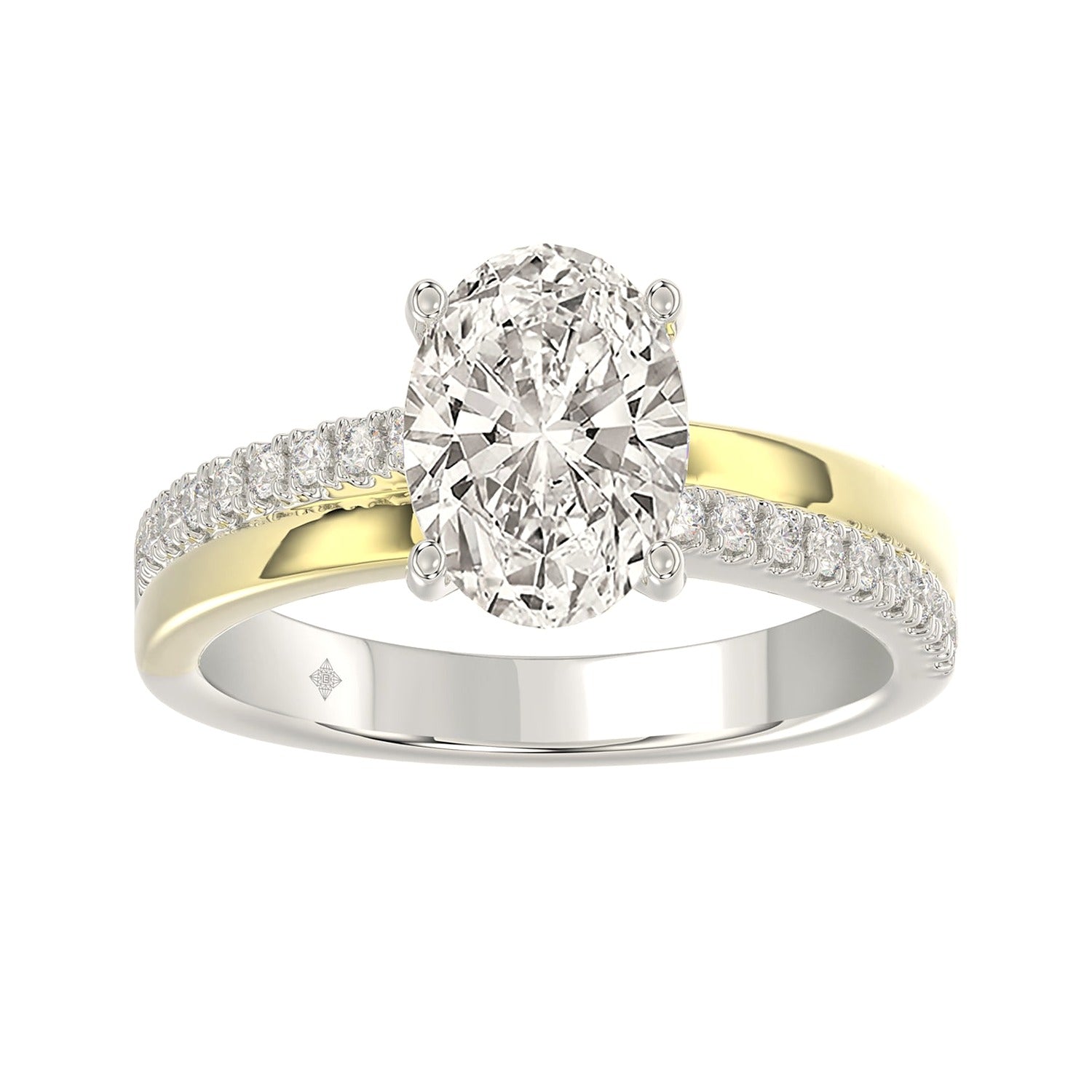 Oval Ring in White Gold (Oval Cut) | Diavlia