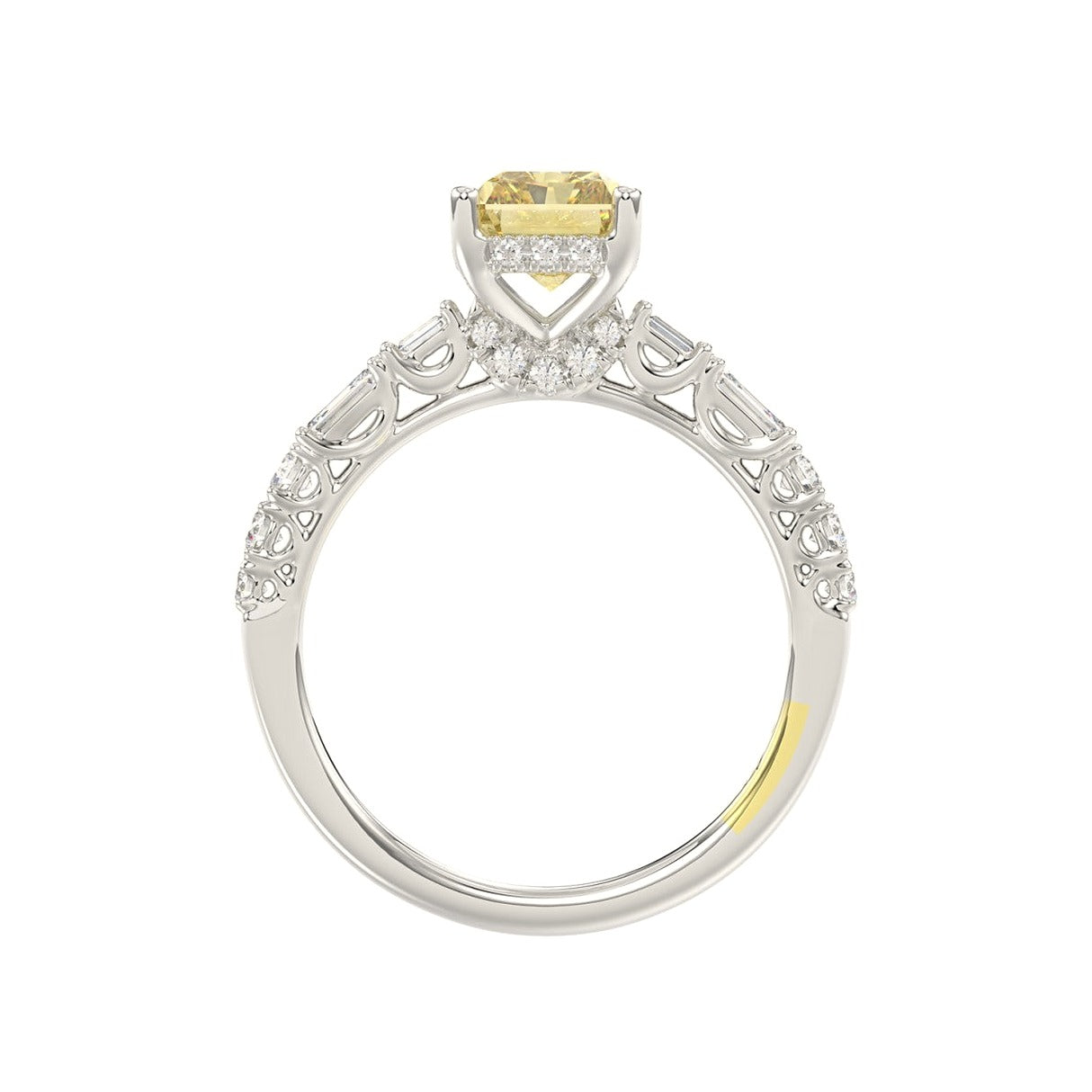 14K White Gold Crafted with 18K Yellow Gold Shank 2 3/4Ct... - View 2 | Diavlia
