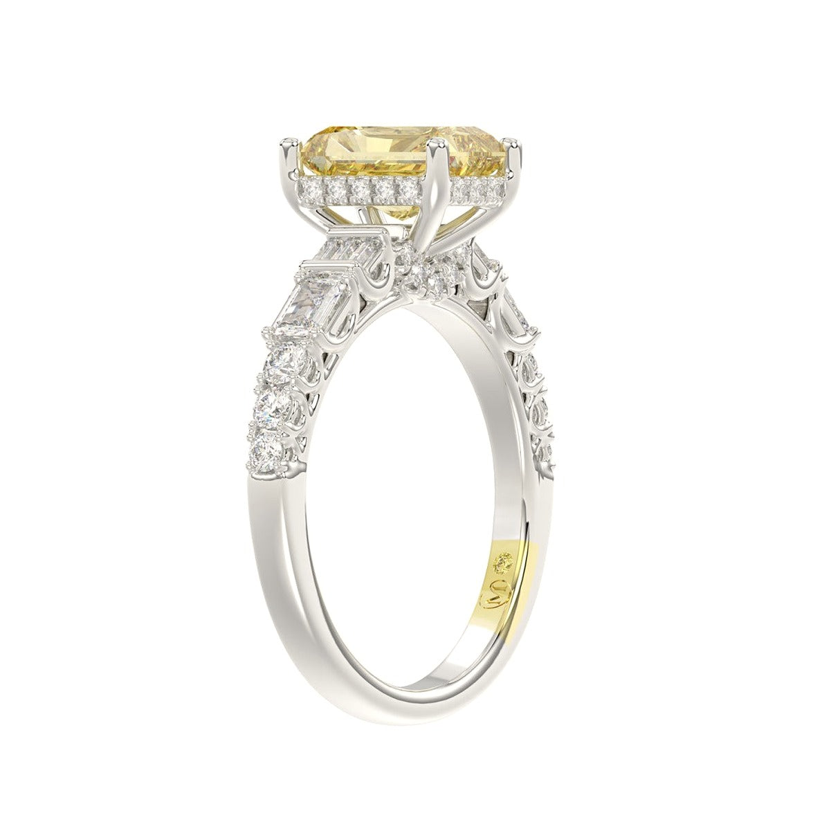 14K White Gold Crafted with 18K Yellow Gold Shank 2 3/4Ct... - View 3 | Diavlia