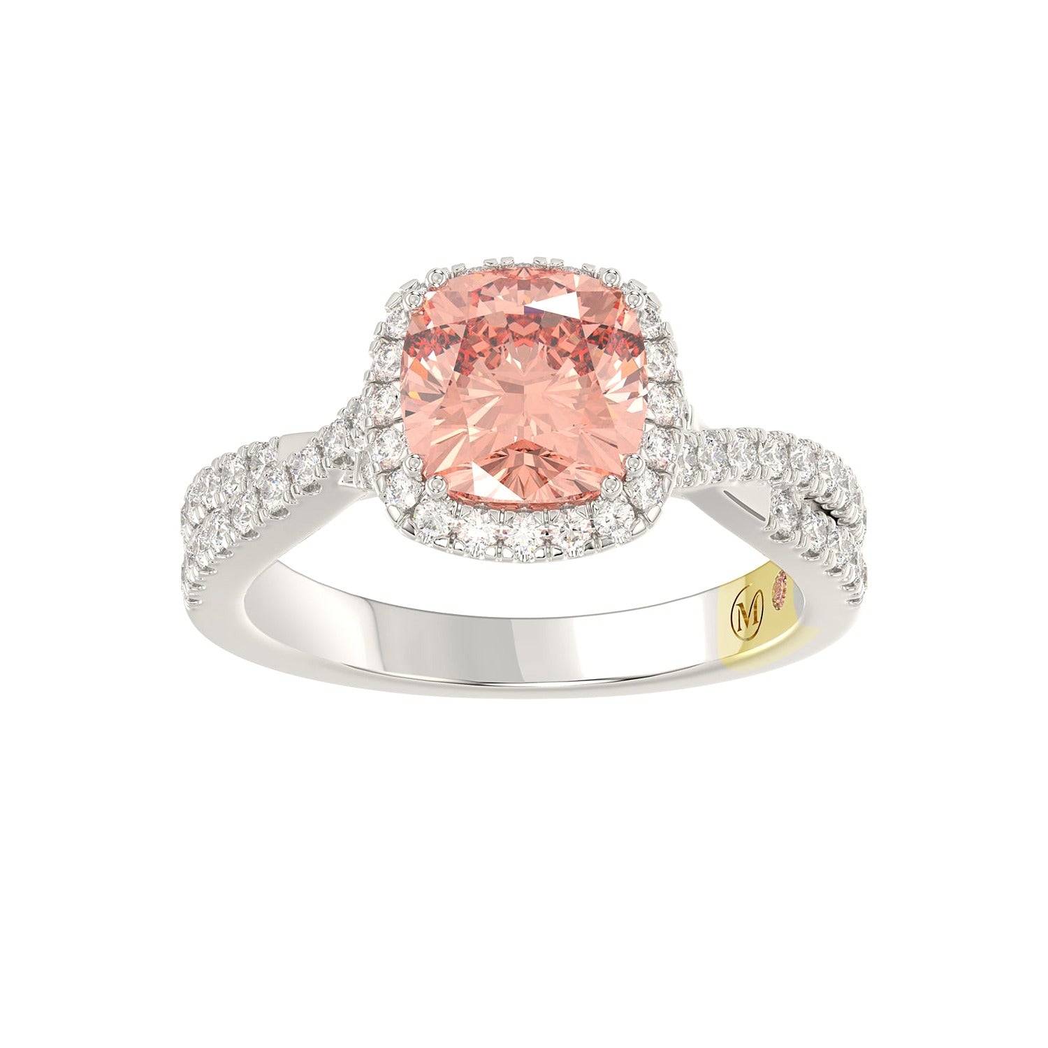 Cushion Ring in White Gold (Round Cut) | Diavlia