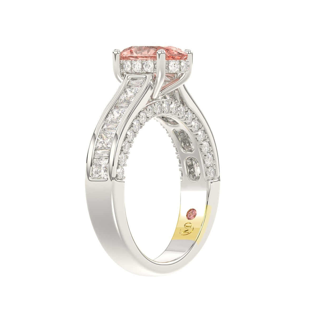 14K White Gold Crafted with 18K Yellow Gold Shank 2 3/4Ct... - View 3 | Diavlia