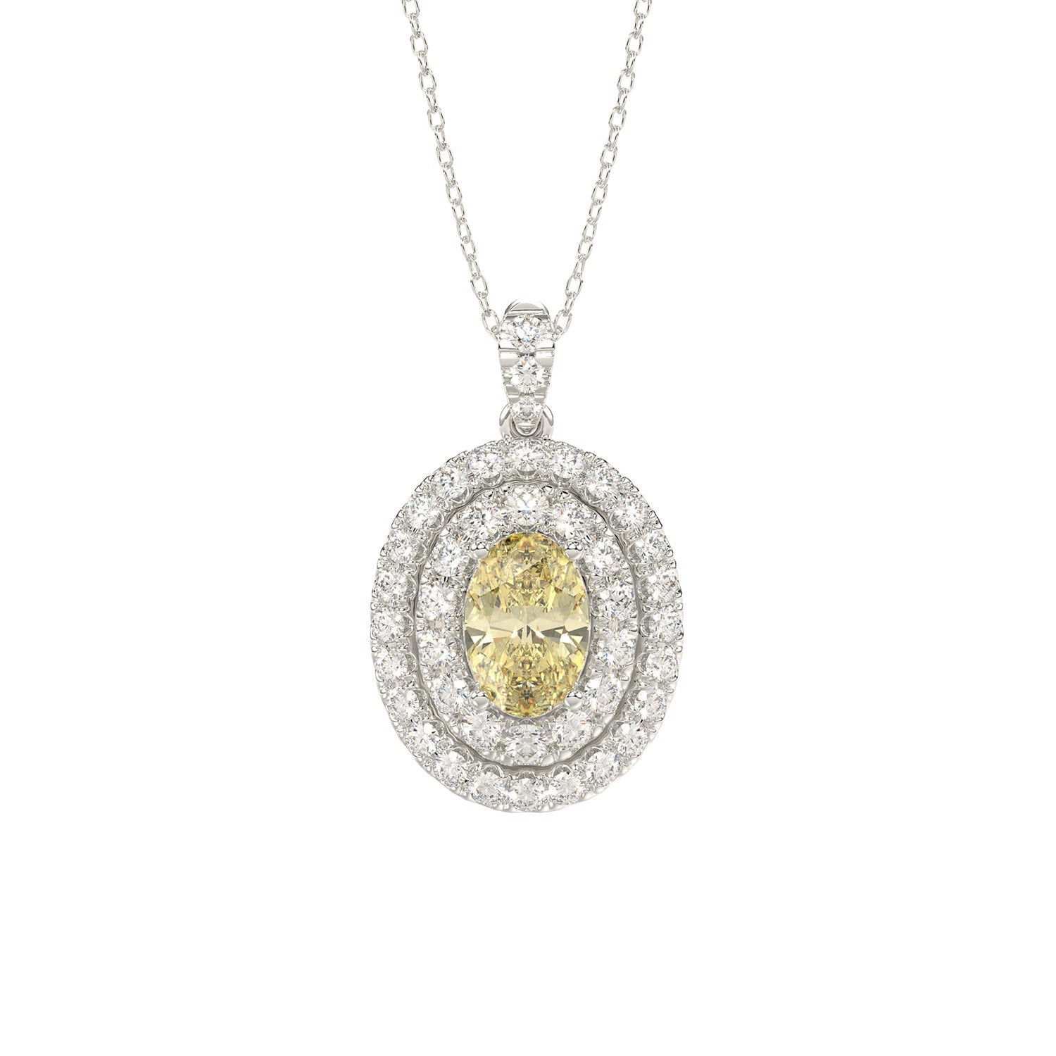 Diamond Pendant in White Gold (Oval Cut) | Diavlia