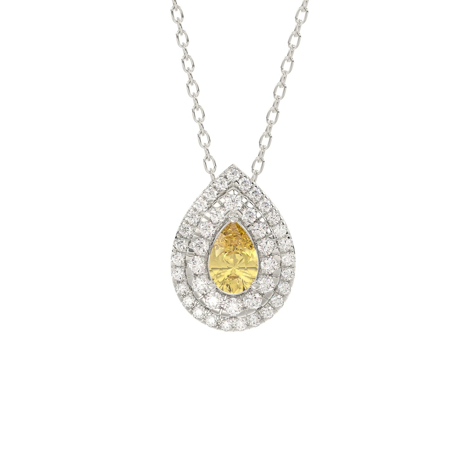 Diamond Pendant in White Gold (Round Cut) | Diavlia