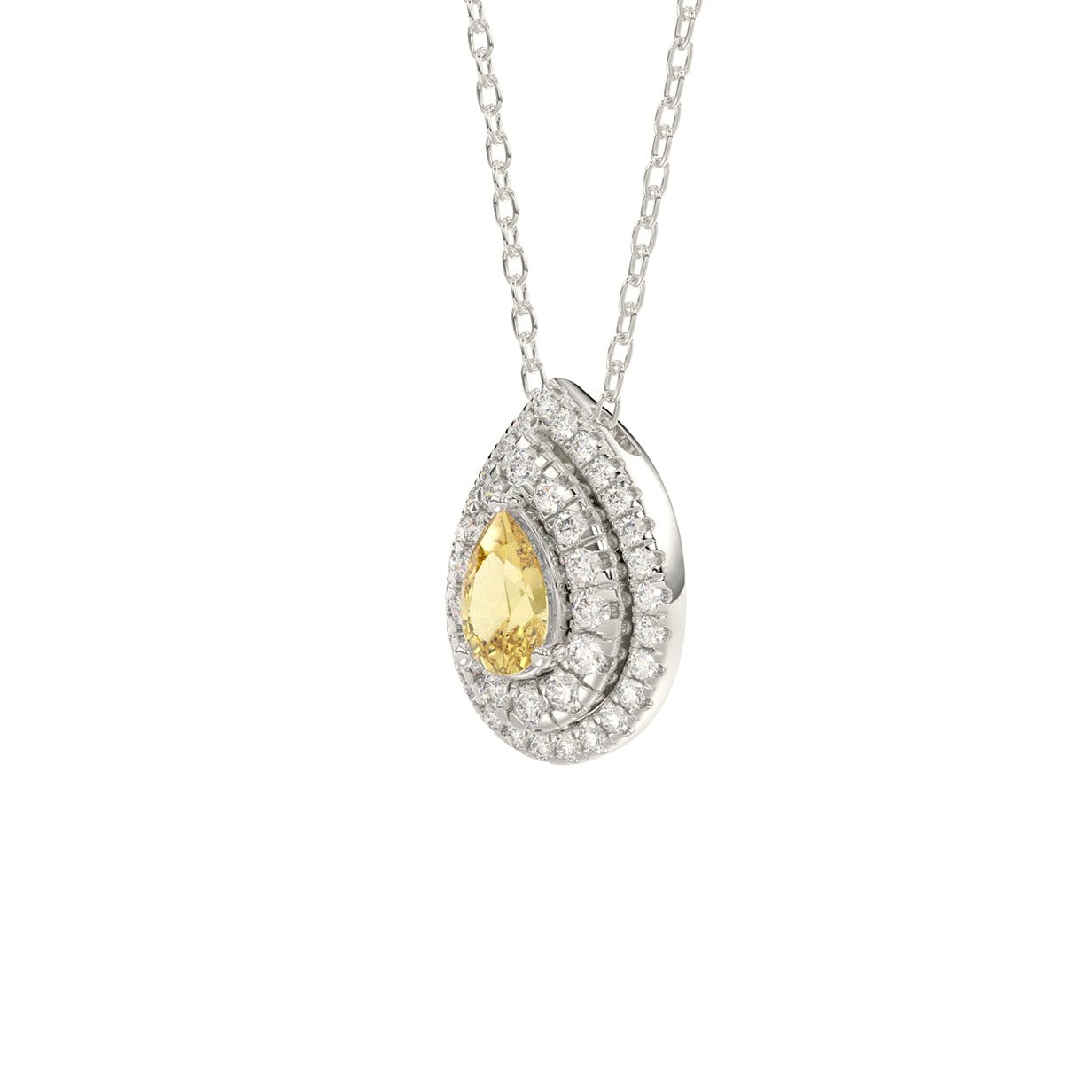 14K White Gold Crafted with 18K Yellow Gold Back Plate 2 1/2Ct Round/Yellow... - View 3 | Diavlia