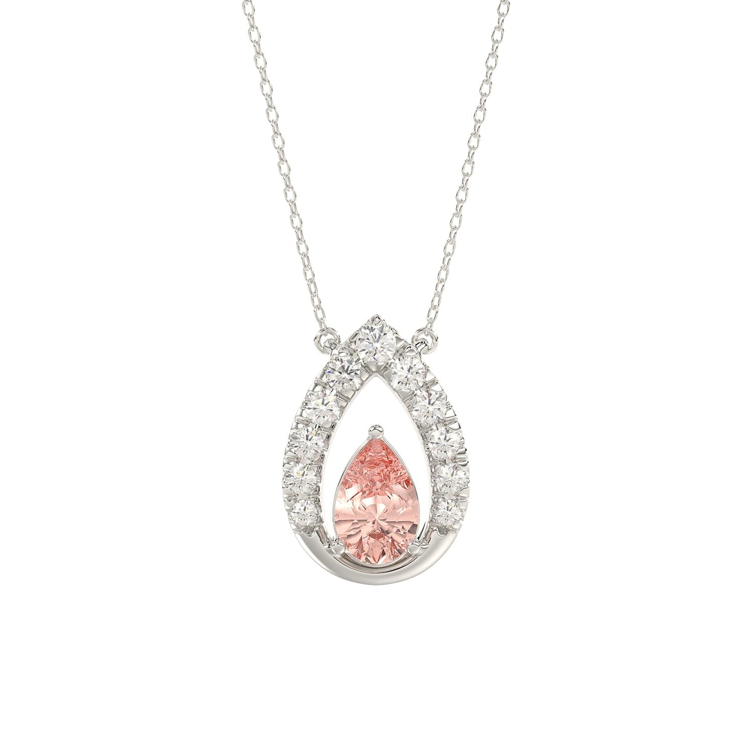 Pink Necklace in White Gold (Round Cut) | Diavlia