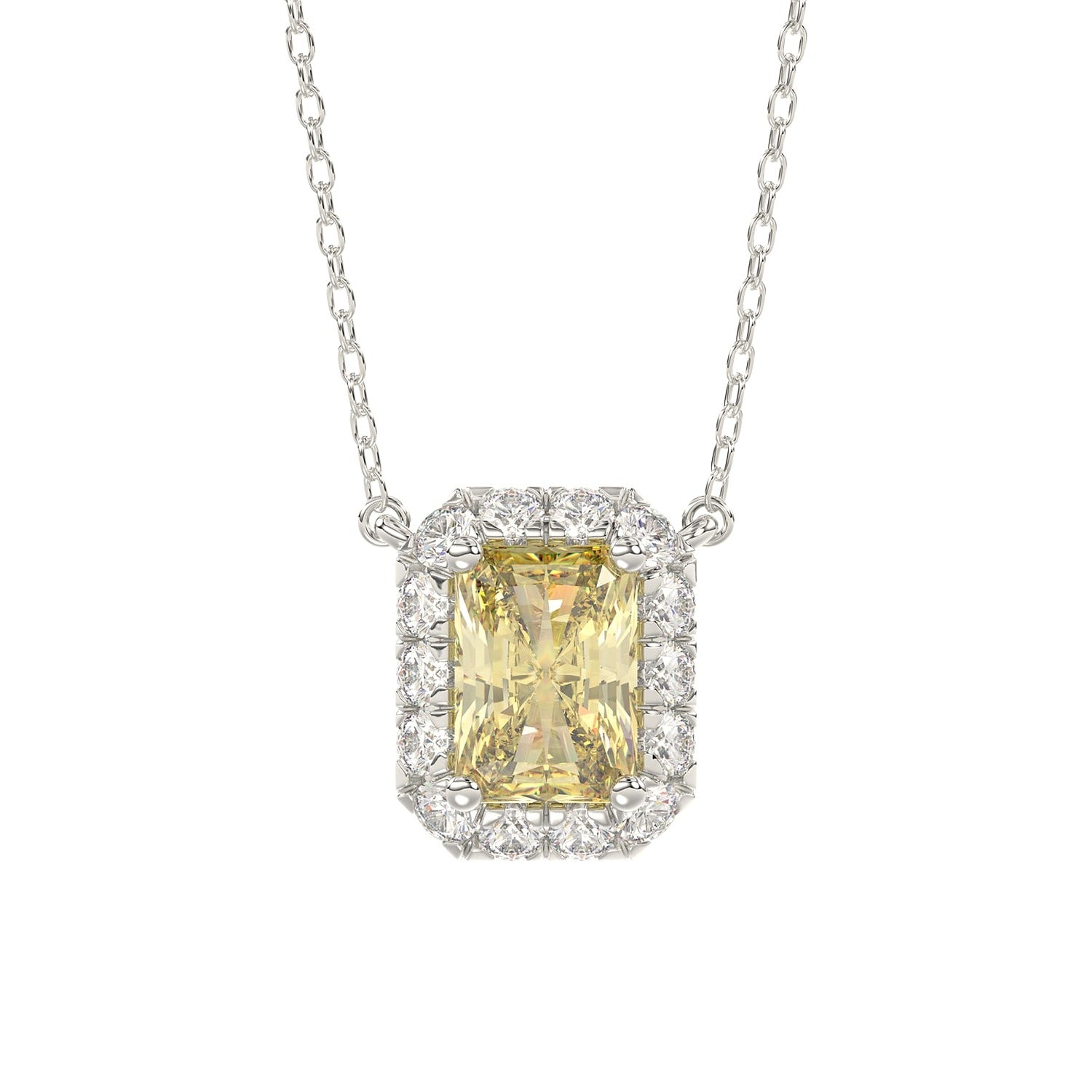 Diamond Necklace in White Gold (Round Cut) | Diavlia