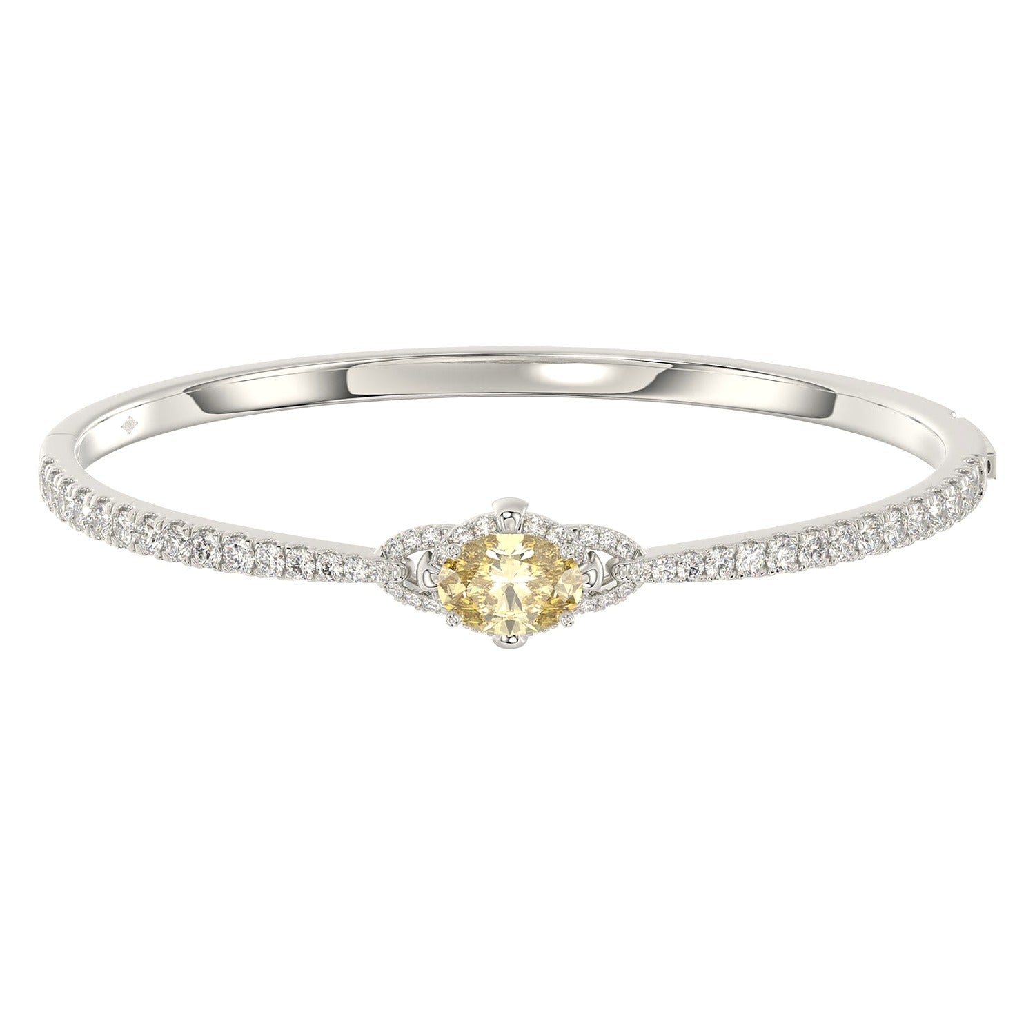 Oval Bangle in White Gold (Oval Cut) | Diavlia