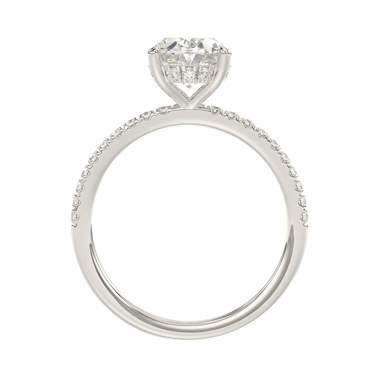 14K White Gold 2 1/5Ct Round/Oval Lab-Grown Diamond Ladies Ring - View 2 | Diavlia