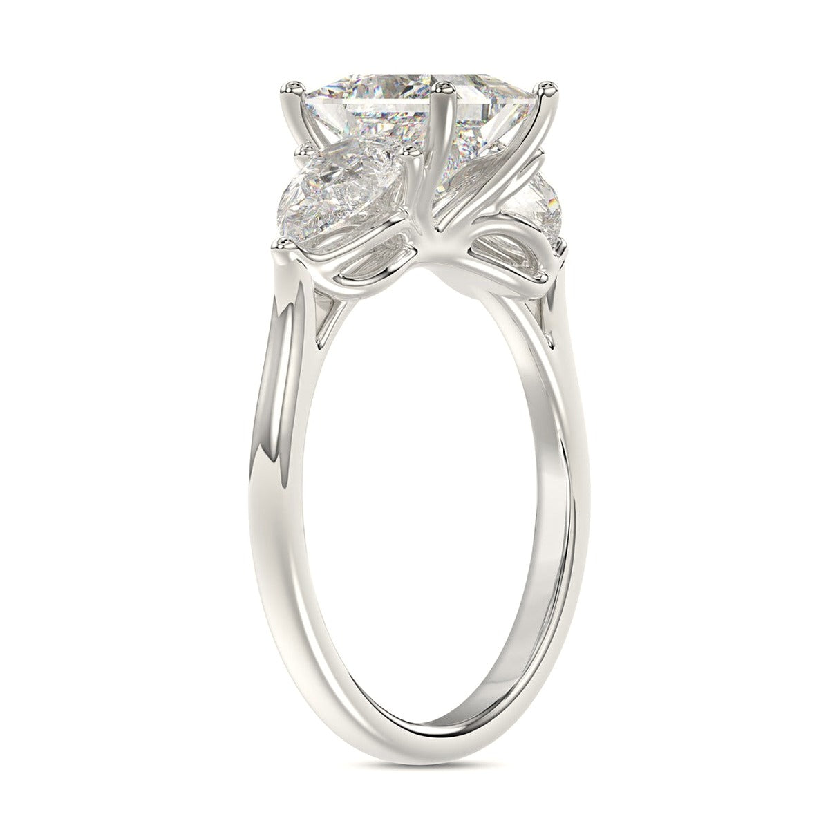 14K White Gold 2 5/8Ct Princess/Pear Lab-Grown Diamond Ladies Ring - View 3 | Diavlia