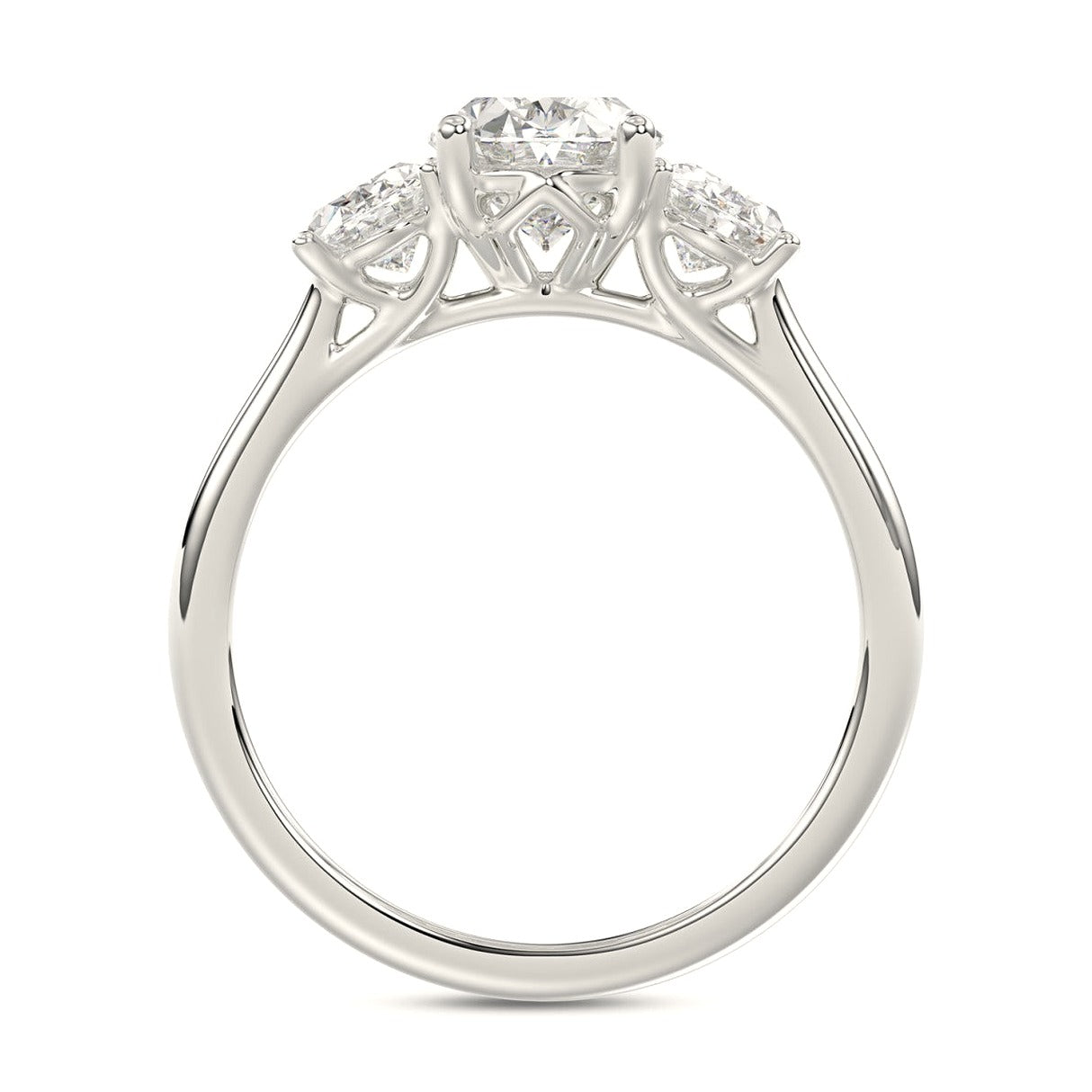 14K White Gold 2 5/8Ct Oval Lab-Grown Diamond Ladies Ring - View 2 | Diavlia