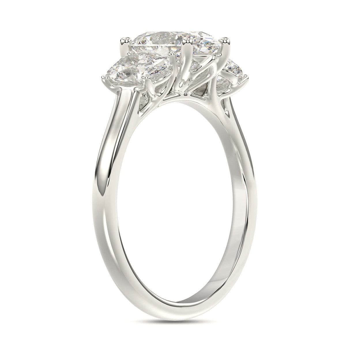 14K White Gold 2 5/8Ct Oval Lab-Grown Diamond Ladies Ring - View 3 | Diavlia