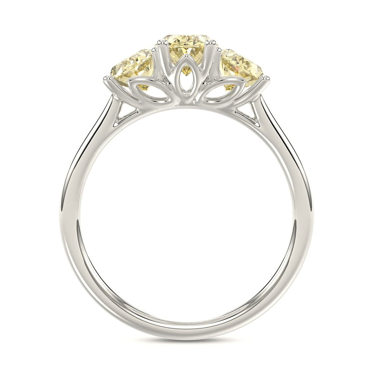 14K White Gold 2 1/2Ct Yellow Oval Lab-Grown Diamond Ladies Ring - View 2 | Diavlia