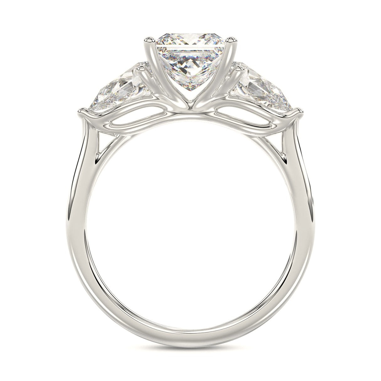 14K White Gold 2 1/2Ct Princess/Pear Lab-Grown Diamond Ladies Ring - View 2 | Diavlia