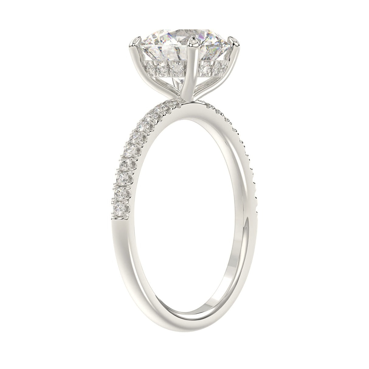 14K White Gold 2 1/4Ct Round Lab-Grown Diamond Ladies Ring - View 3 | Diavlia