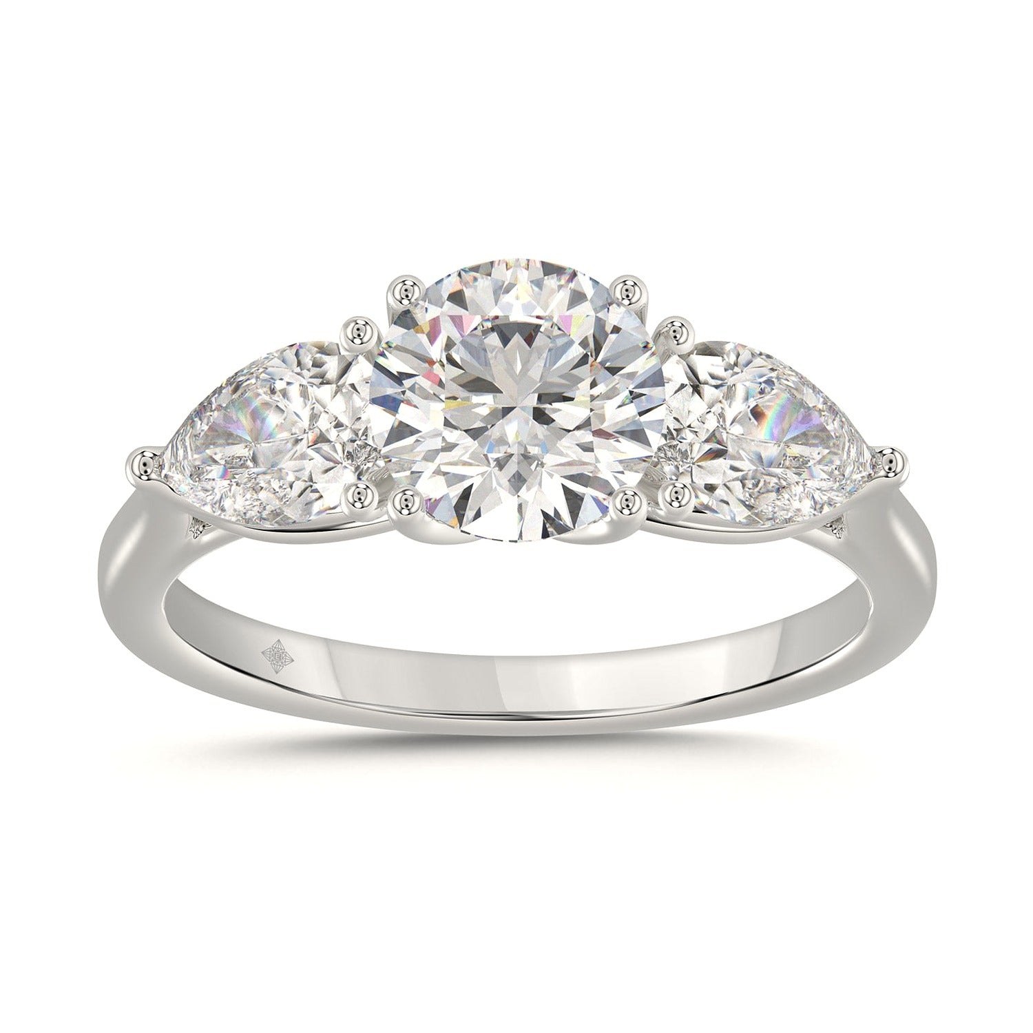 Pear Ring in White Gold (Round Cut) | Diavlia