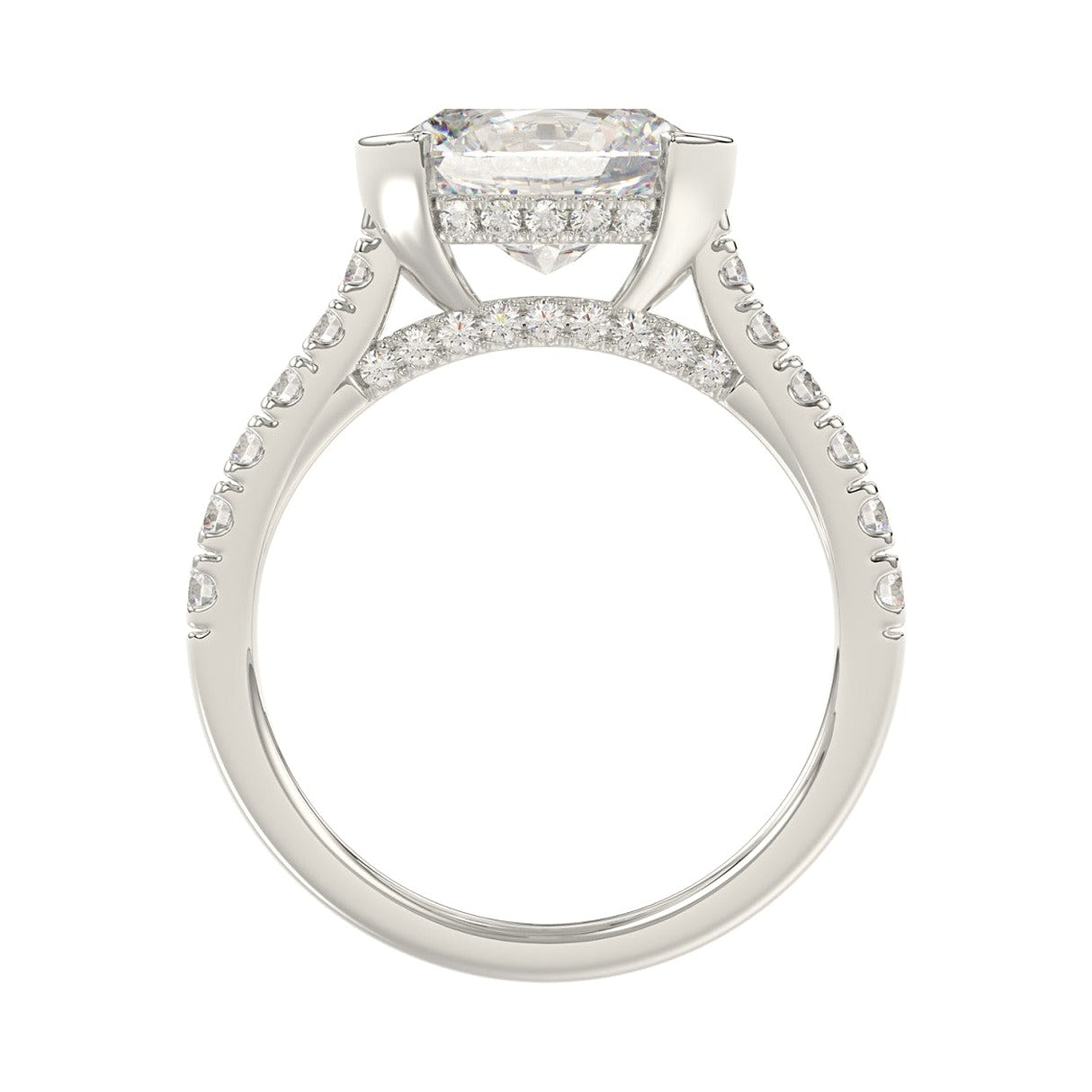 14K White Gold 2 1/2Ct Round/Oval Lab-Grown Diamond Ladies Ring - View 2 | Diavlia