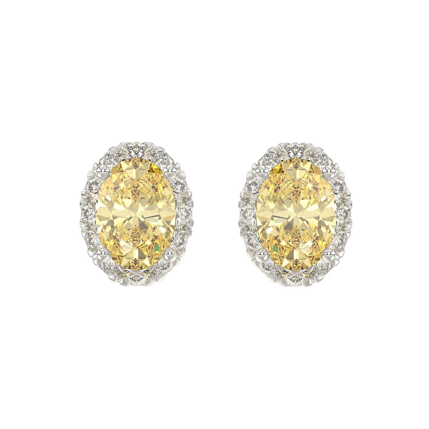 Yellow Oval Earrings in White Gold (Oval Cut) | Diavlia
