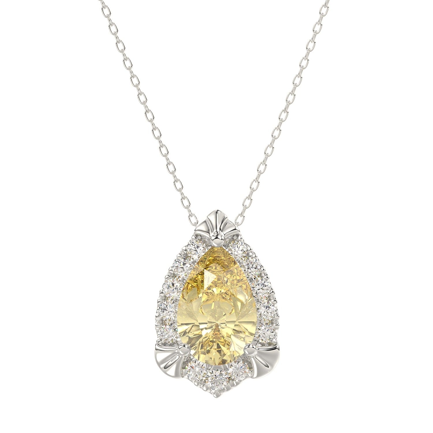 Pear Pendant with Chain in White Gold | Diavlia