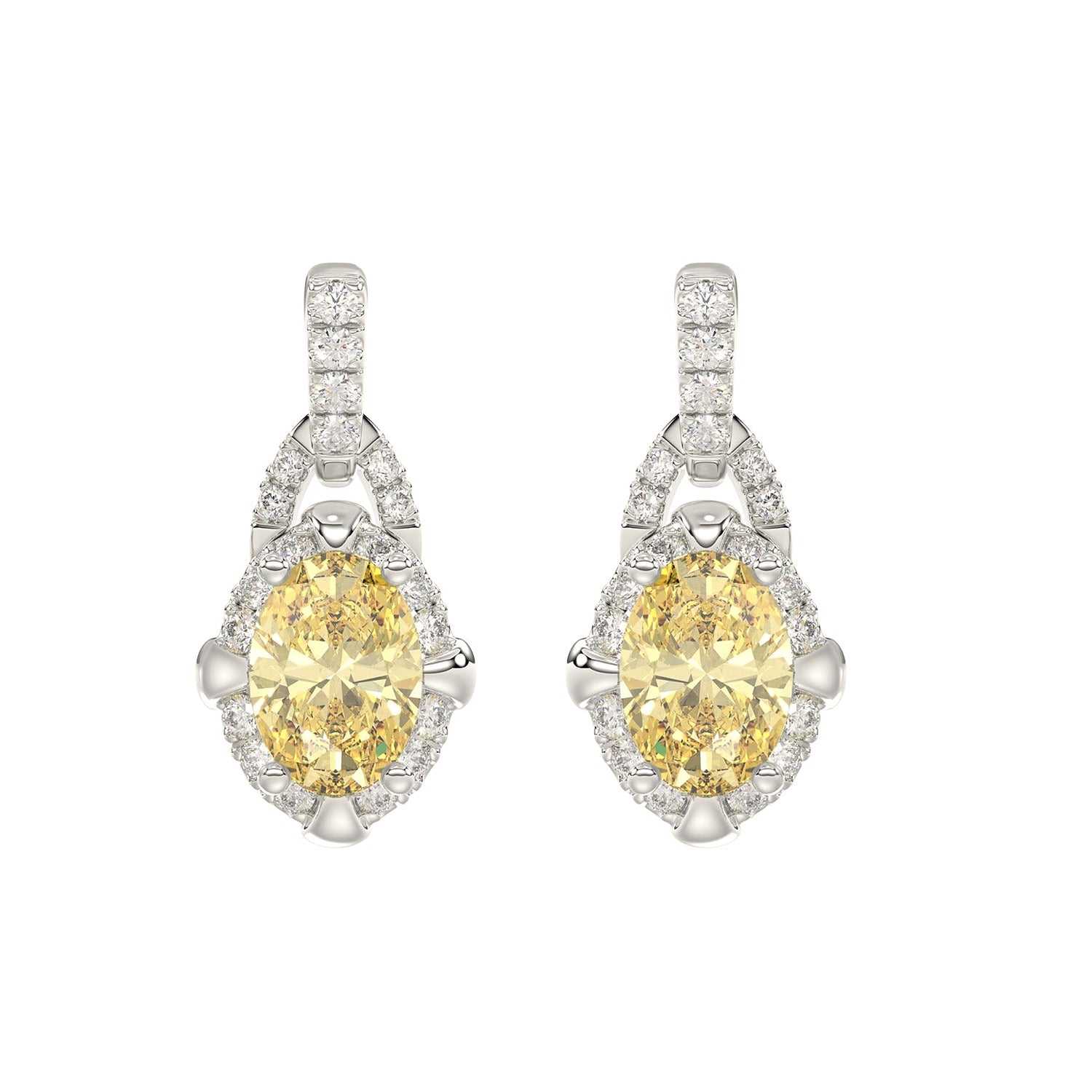 Yellow Oval Earrings in White Gold (Oval Cut) | Diavlia